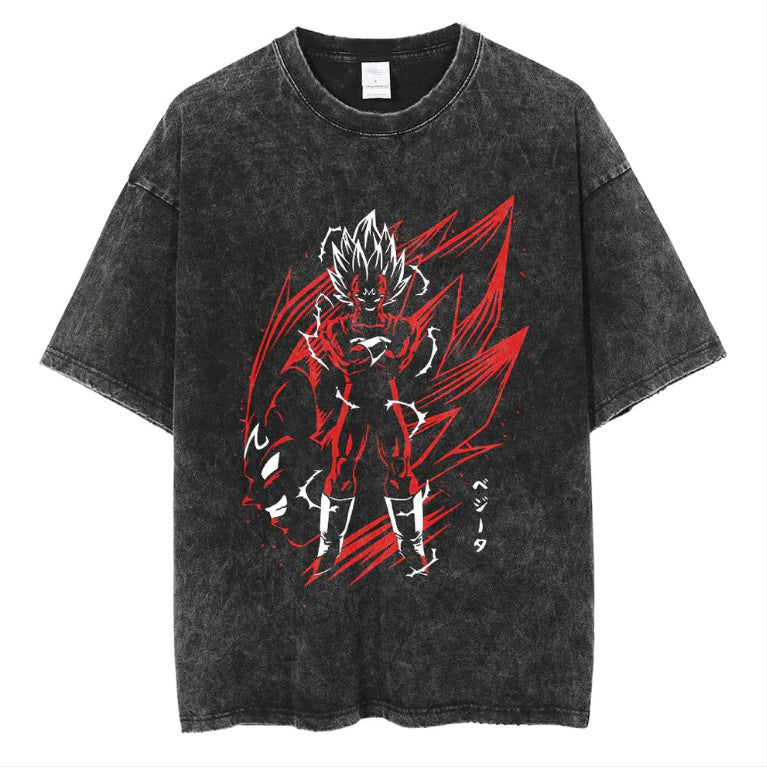 Vintage Anime Washed Black Short Sleeve T-Shirt