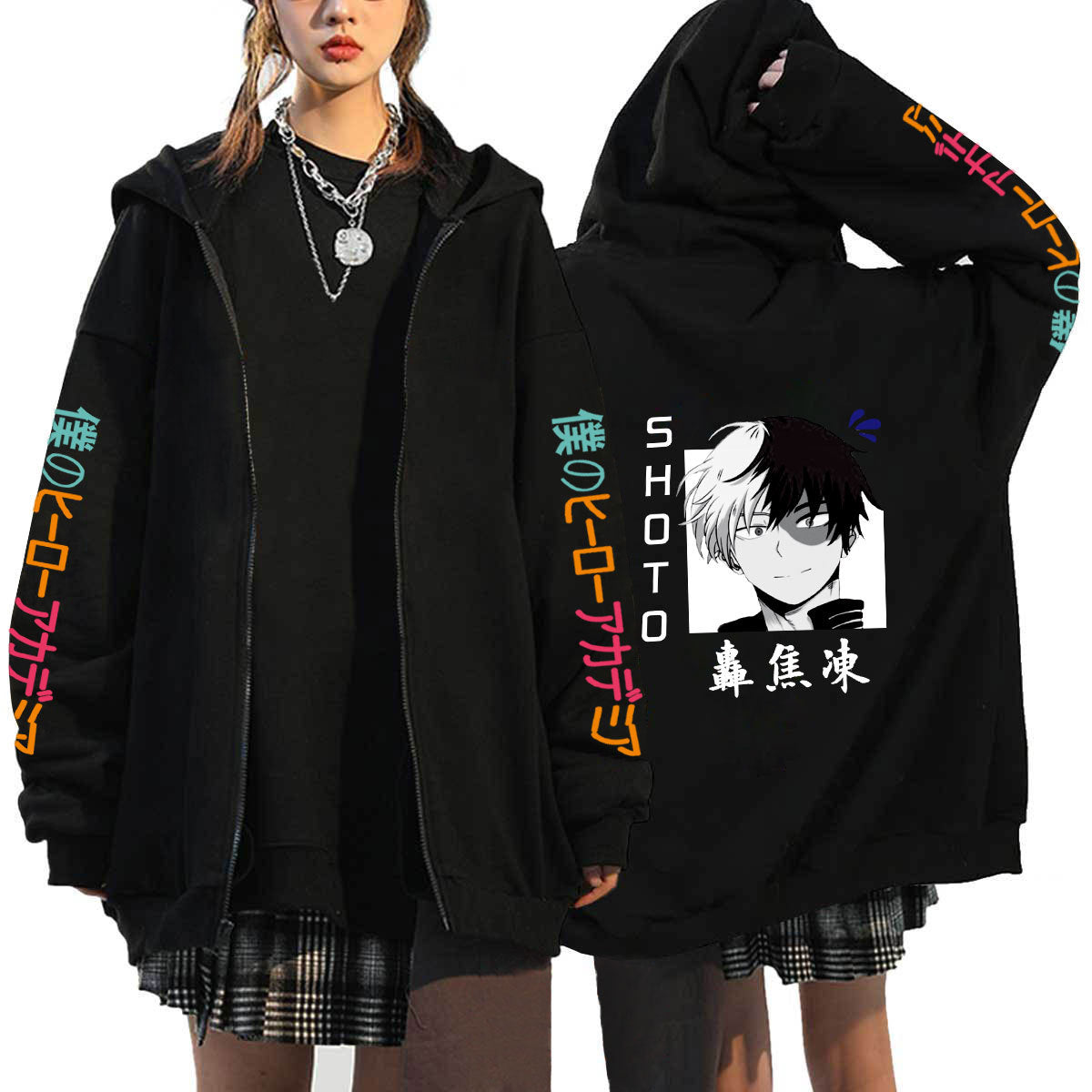 Unisex Trendy Anime Graphic Zipper Hoodie