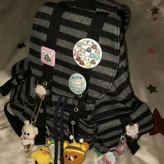 NJZ Style Color-blocked Stripes Wool Backpack