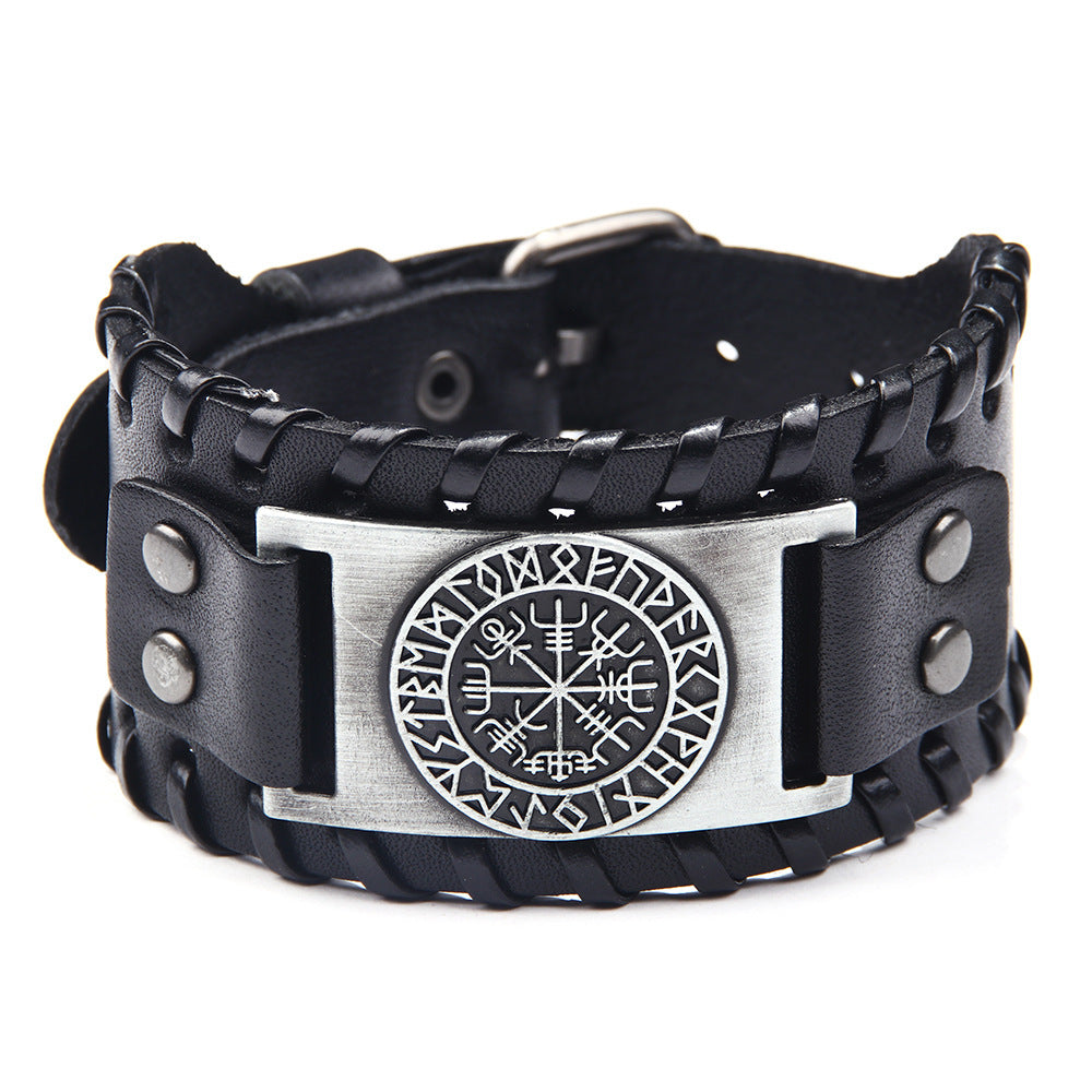 Men's Wolf Head Leather Bracelet