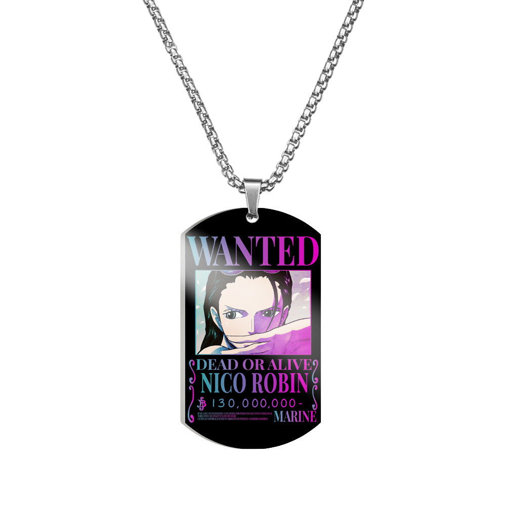 Luffy Wanted Printed Dog Tag Necklace