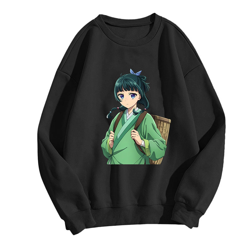 Girl's Anime Print Casual Crew Neck Sweatshirt