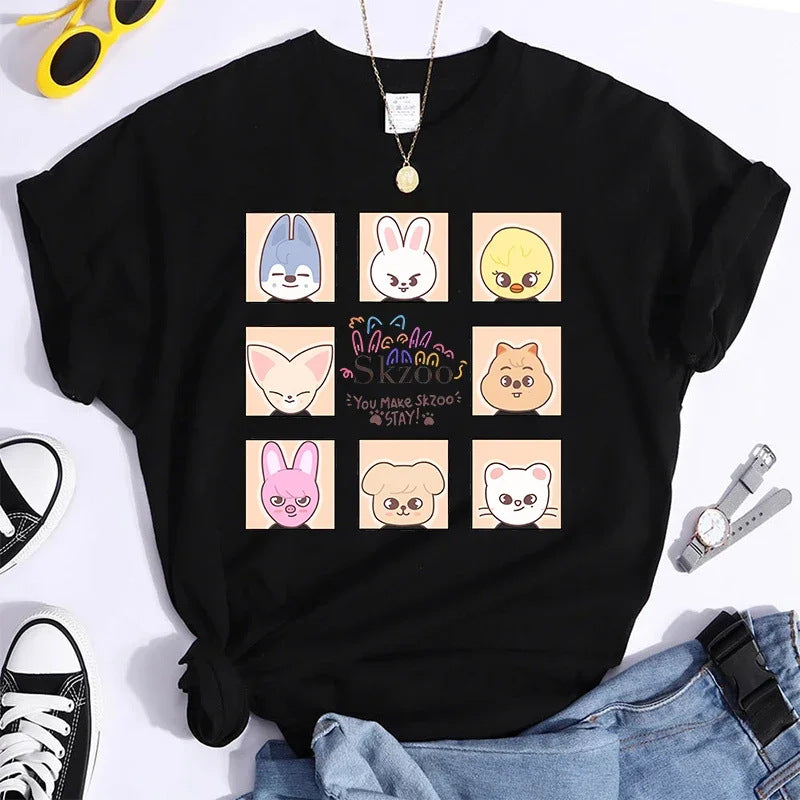 Women's SKZ Printed Short Sleeve T-Shirt Top