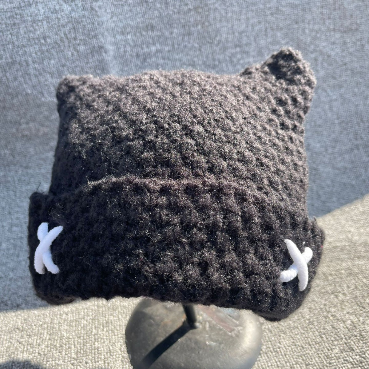 YEONJUN Black Horn Knitted Hat