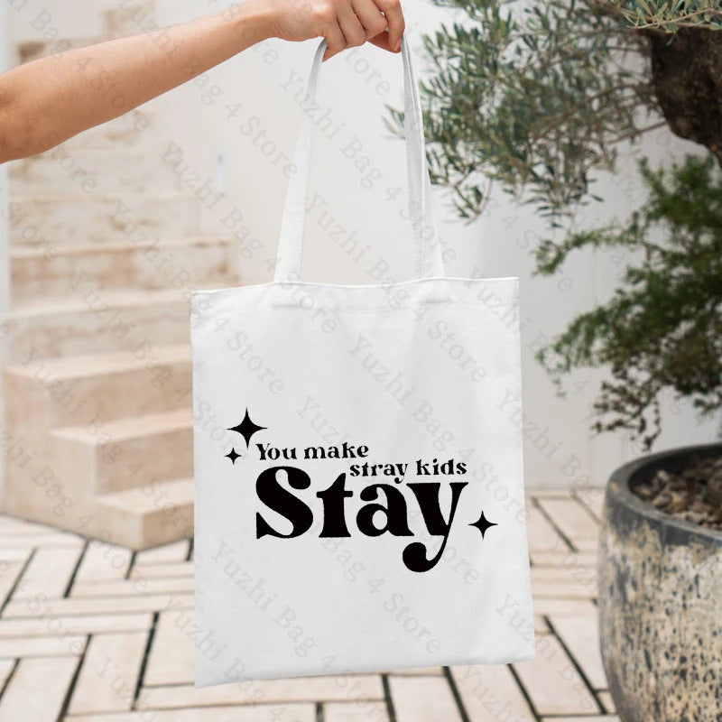 KPOP Printed Canvas Shoulder Tote Bag