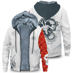 Unisex Anime Cosplay Printed Hooded Zipper Thicken Coat