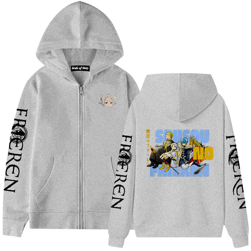 Unisex Anime Graphic Print Zipper Hoodie