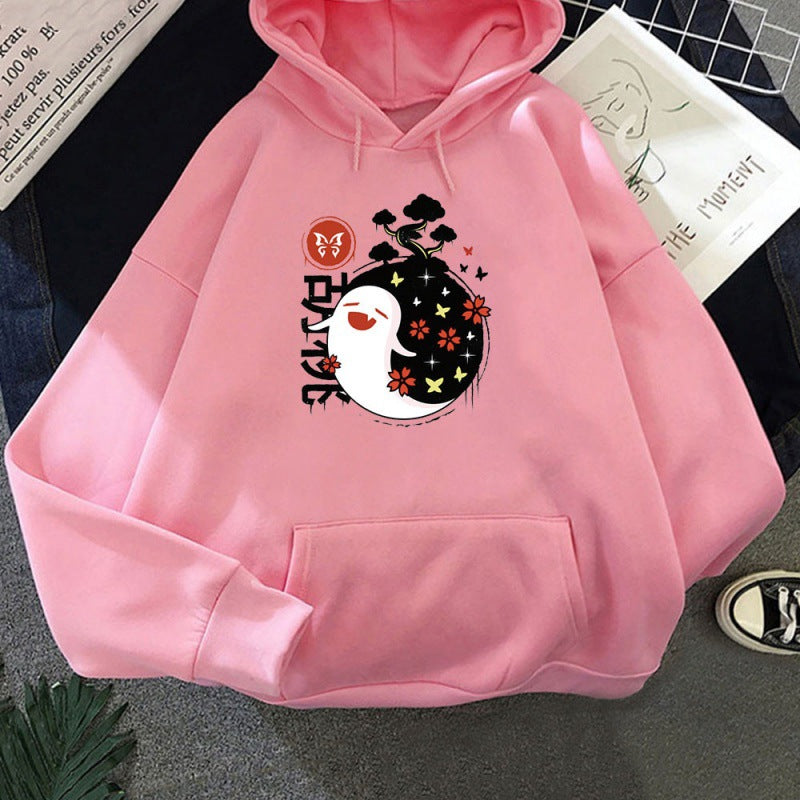 Cute Game Graphic Print Plush Hoodie