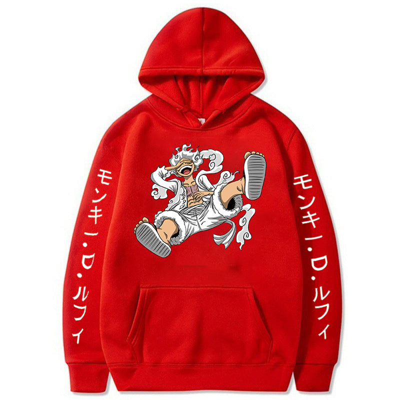 Unisex Luffy Fifth Gear Printed Anime Casual Hoodie