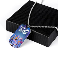 K-pop Stainless Steel Printed Tag Pendant Necklace