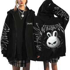 Casual KPOP Dominate Printed Zipper Hoodie