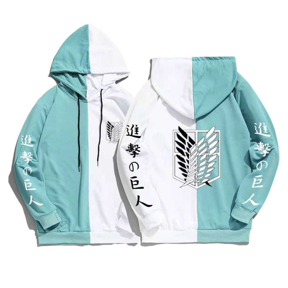 Trendy Unisex Anime Logo Color Block Hoodie