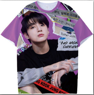 KPOP Graphic Digital Print Short Sleeve T-Shirt