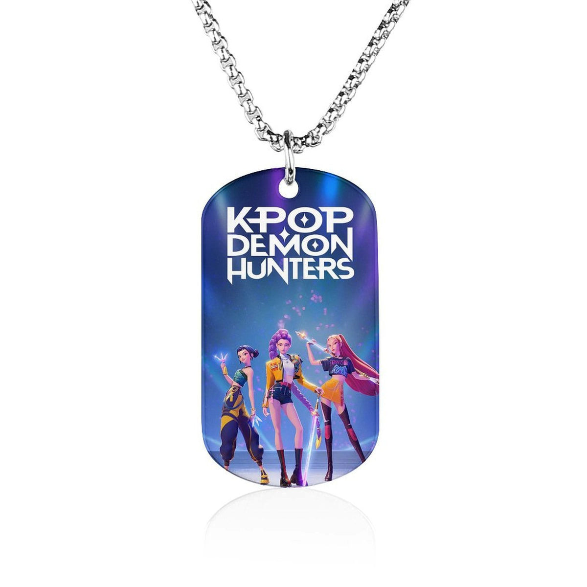 K-pop Stainless Steel Printed Tag Pendant Necklace