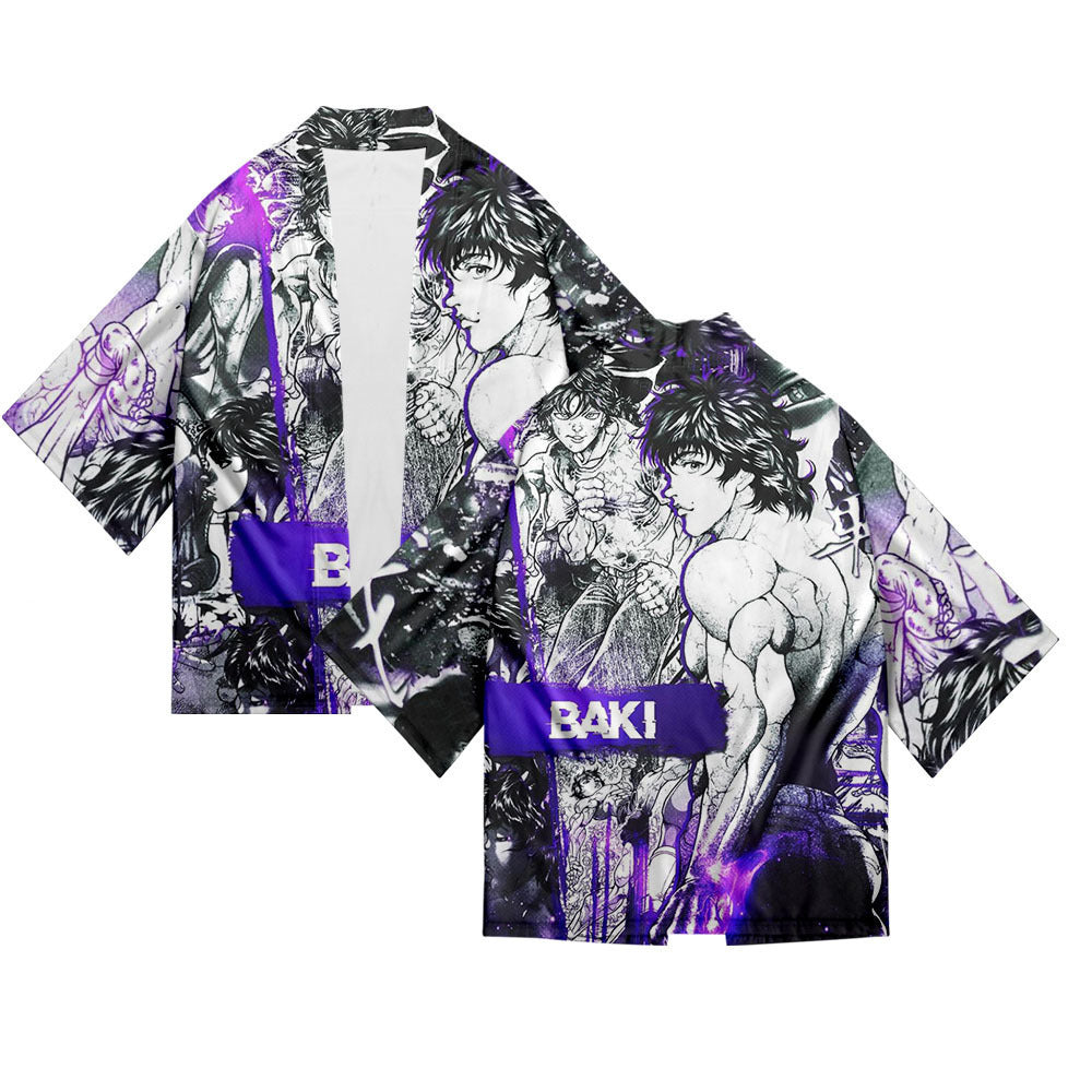 Casual Baki Hanma Digital Print Kimono Cape