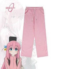 Chic Rock Cosplay Pink Loose Coat with Pants Tracksuit