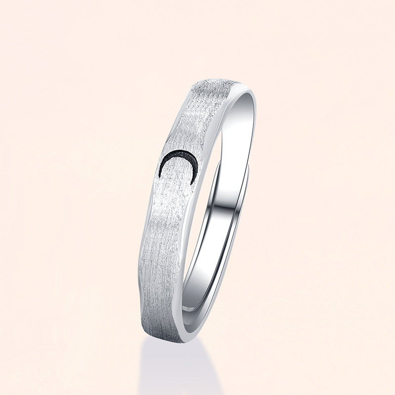 Sun and Moon Silver Couple Ring