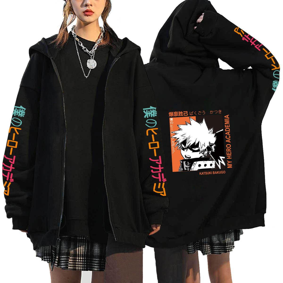 Unisex Trendy Anime Graphic Zipper Hoodie