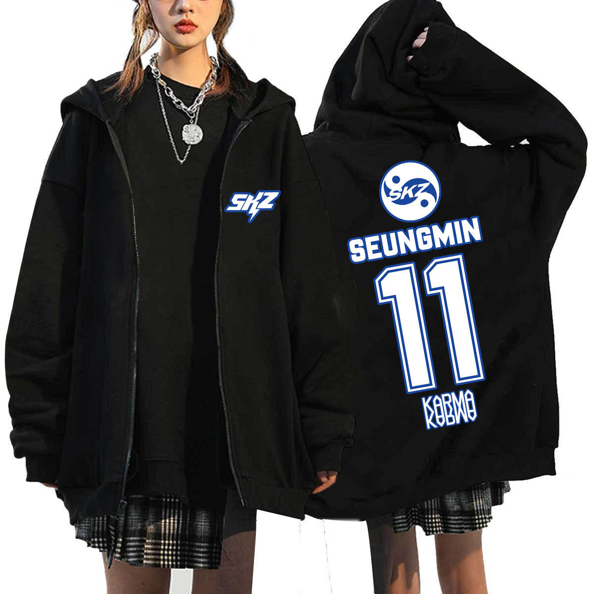 Kpop Karma Bang Chan Lee Know Printed Zipper Hoodie