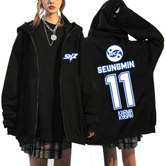 Kpop Karma Bang Chan Lee Know Printed Zipper Hoodie