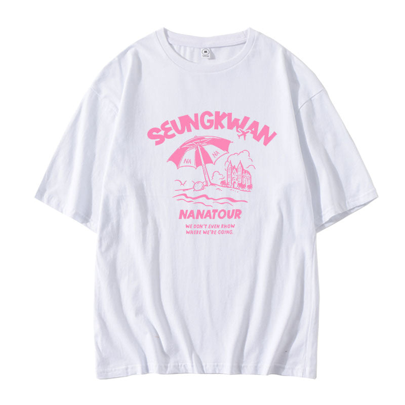 Unisex Kpop Round Neck Loose T-shirt
