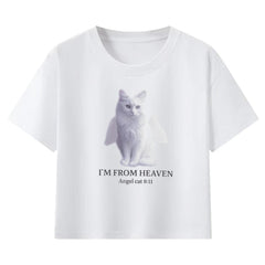 Karina Same Angel Cat Cotton Short-sleeved T-shirt