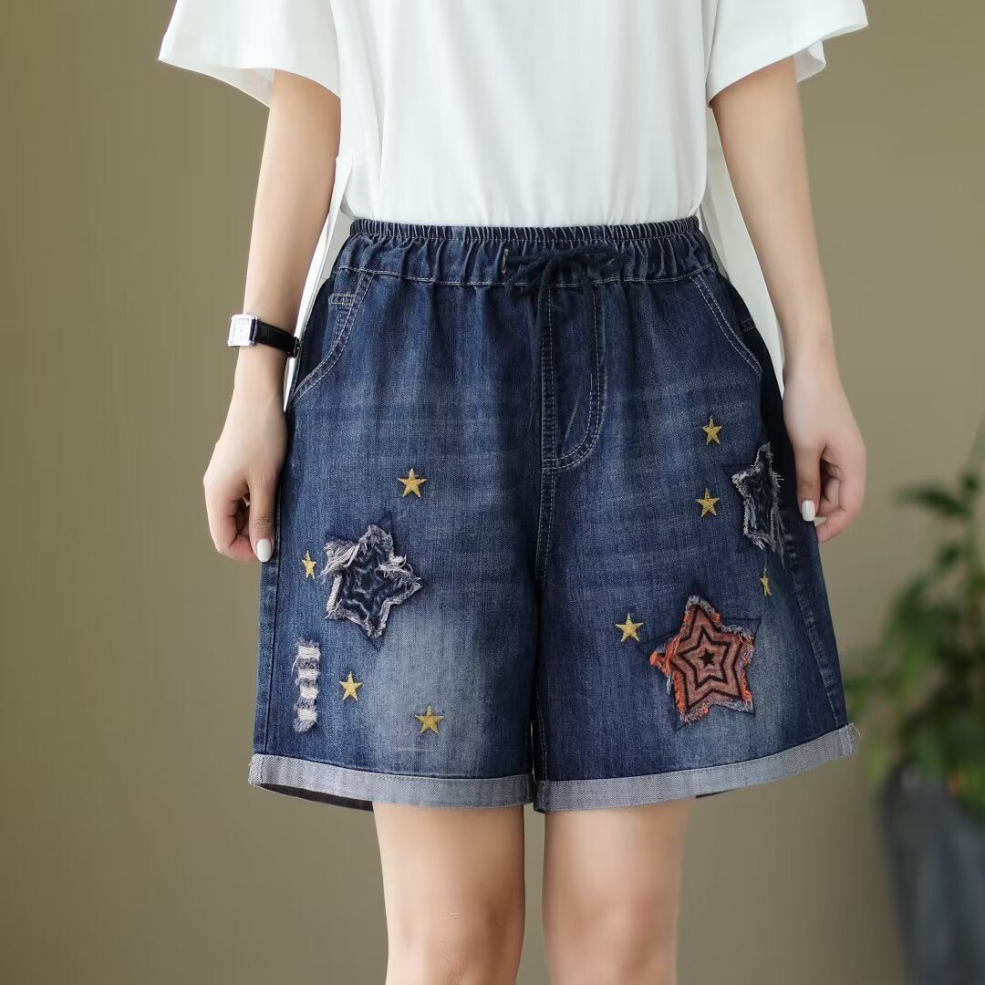 Women's Wide-leg Thin Denim Shorts