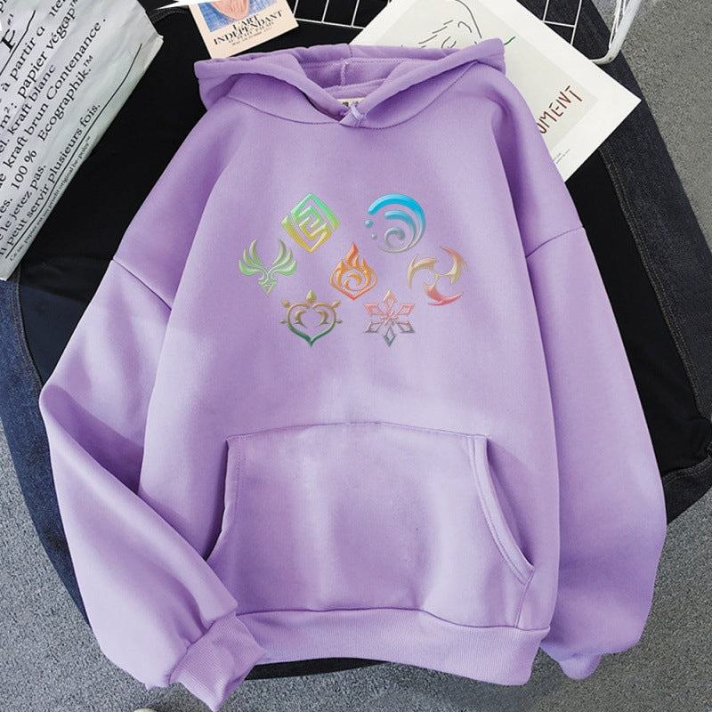 Unisex Game Elements Print Loose Hoodie