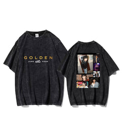 Retro Kpop GOLDEN Washed Short-sleeved T-shirt