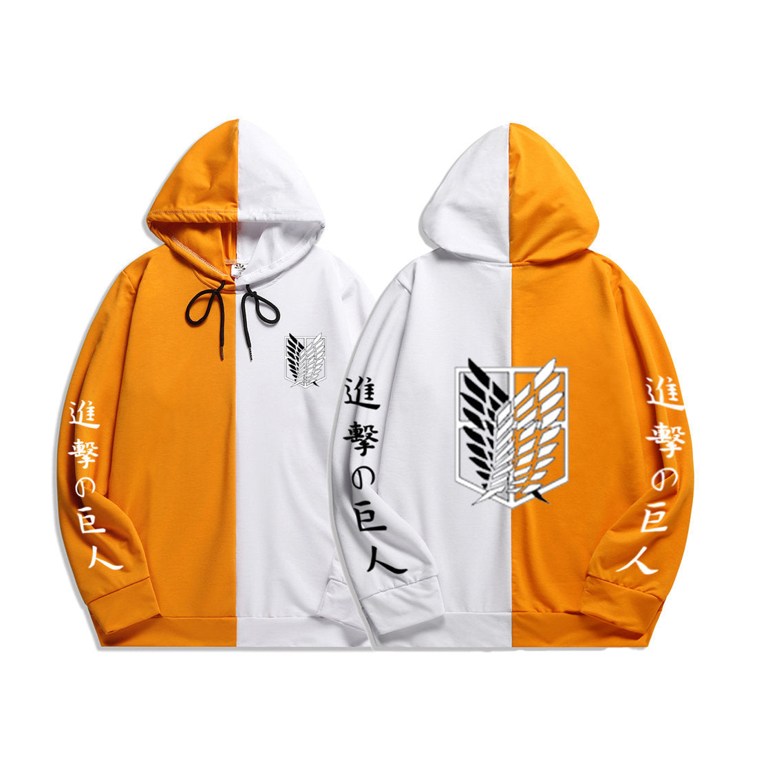 Trendy Unisex Anime Logo Color Block Hoodie