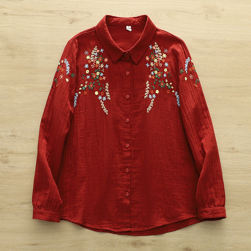 Women's Double-layer Embroidered Shirt