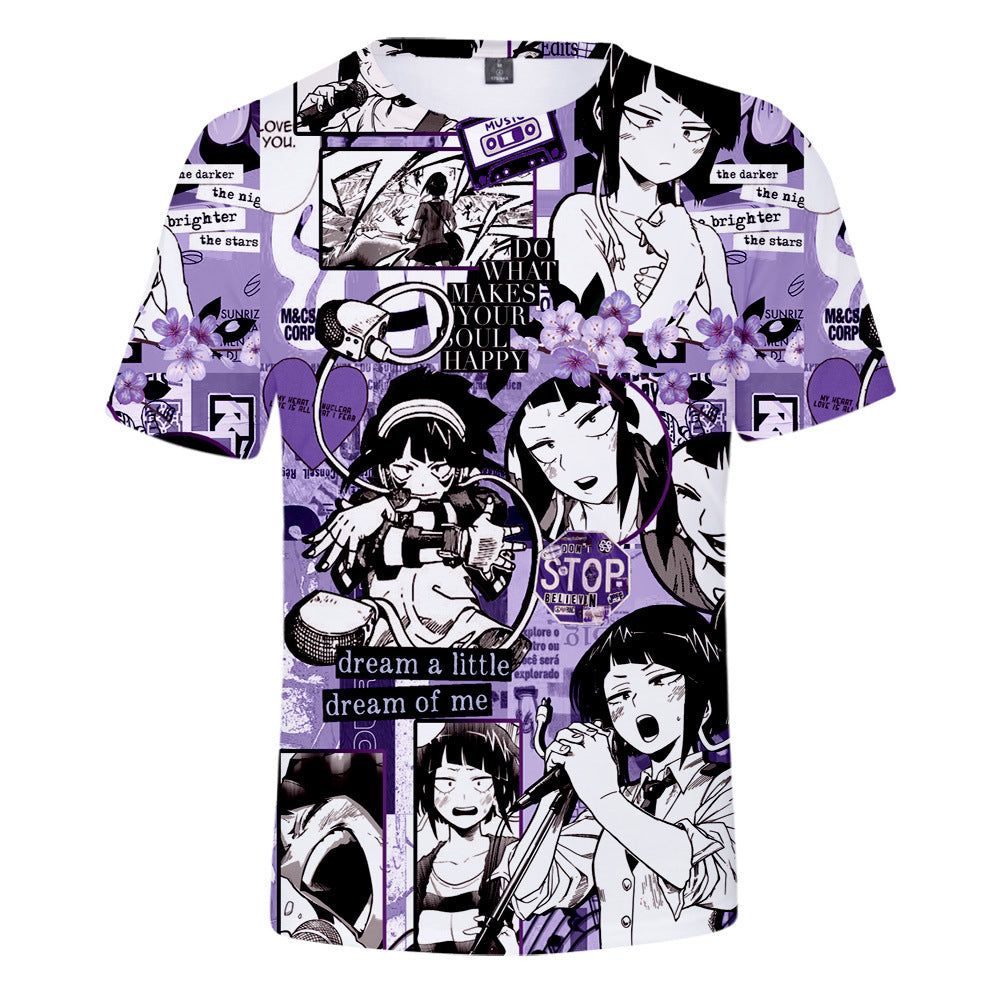 Trendy Anime Pattern Digital Print Short-sleeved T-shirt