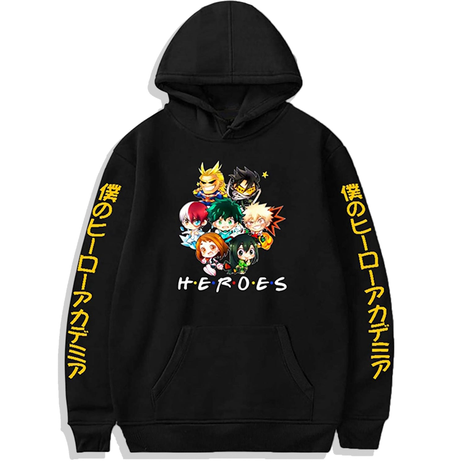 Unisex Anime Graphic Print Black Casual Hoodie