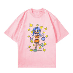 MINJI Graffiti Printed Short-sleeved T-shirt
