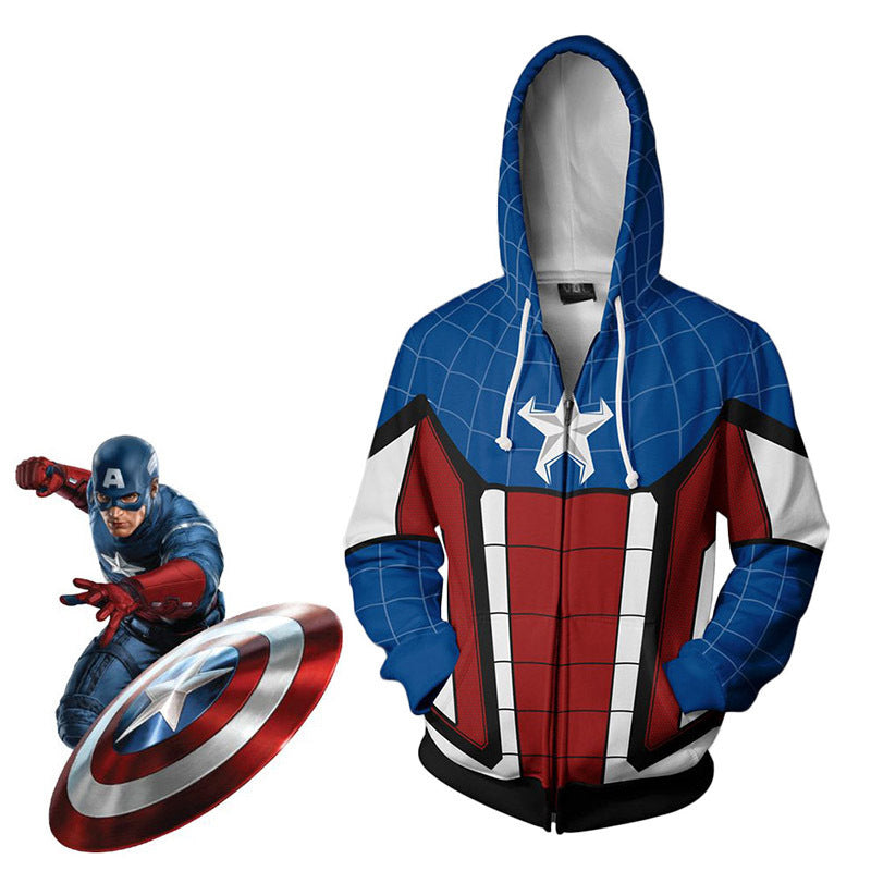 Cool Unisex Captain America Printed Cosplay Hoodie