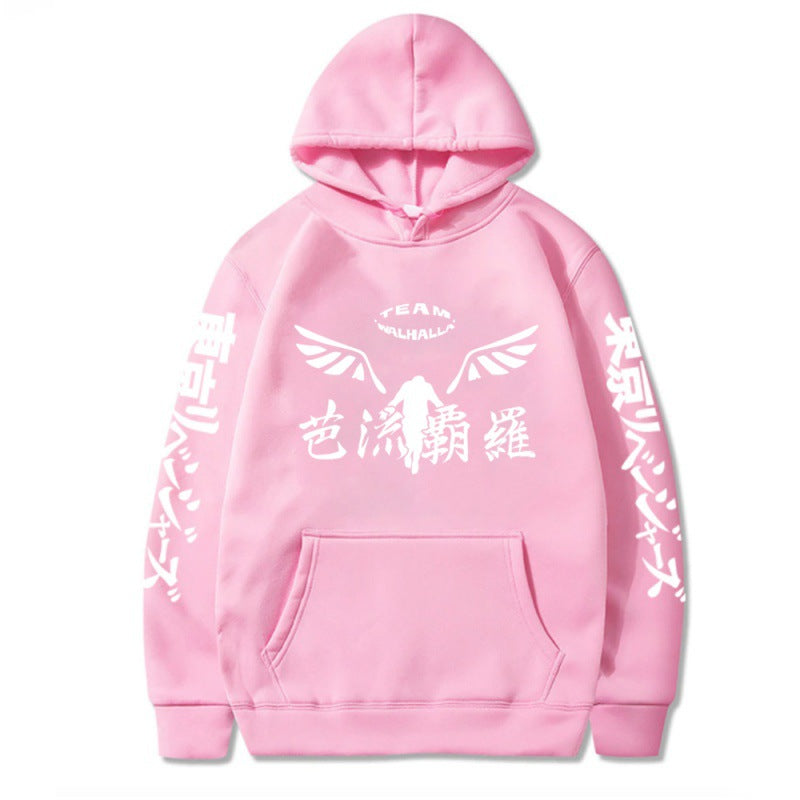 Unisex Anime Logo Print Loose Hoodie