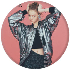 KPOP Magazine Cover Badge Mirror Keychain