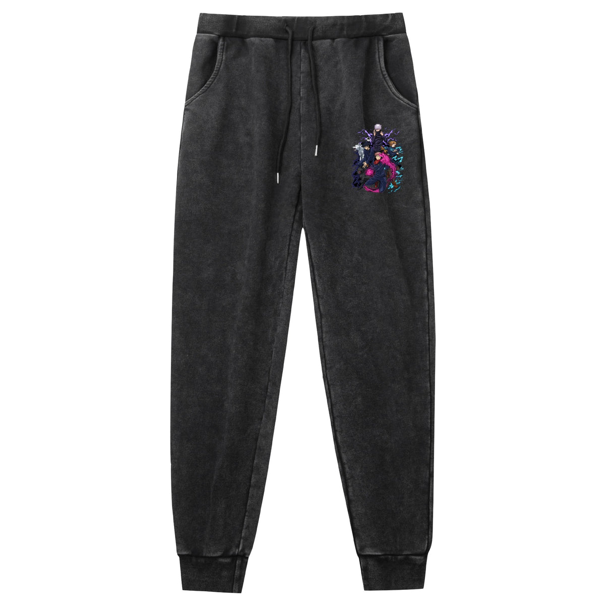 Unisex Retro Washed Anime Print Leisure Trousers