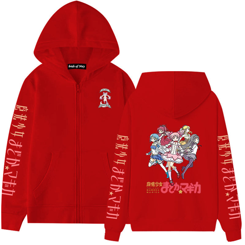 Lovely Girls Anime Print Zipper Hoodie