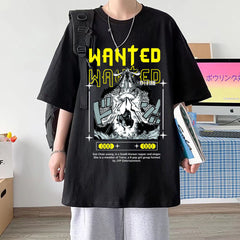 Cool Men's Wanted Graphic Crew Neck Loose T-shirt