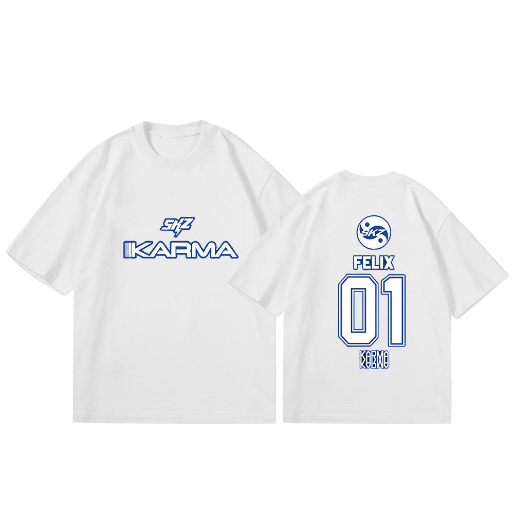 Casual KARMA Album Logo Print Short Sleeve Top