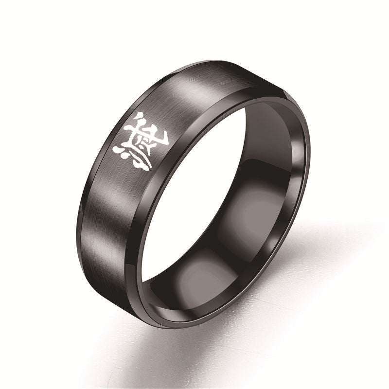 Men's Anime Logo Stainless Steel Ring