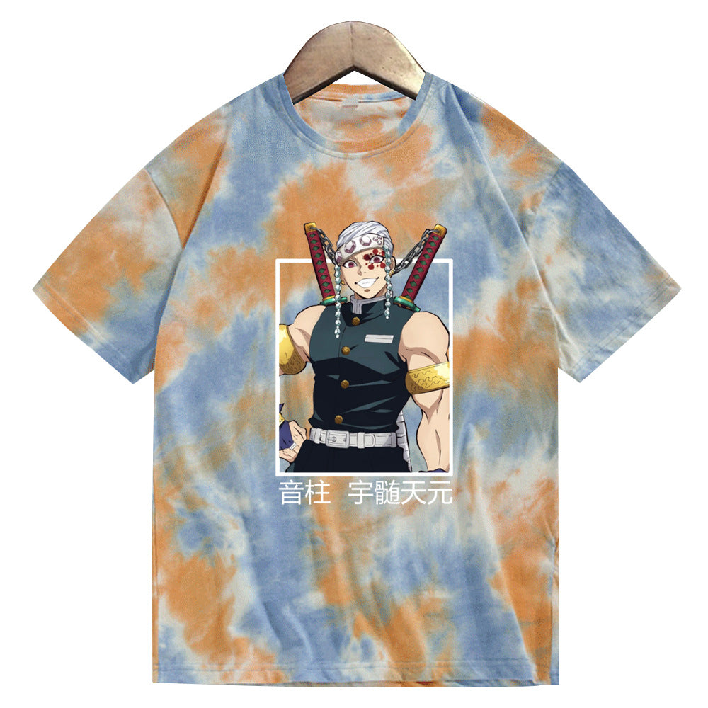 Unisex Trendy Anime Printed Tie-dye Short-sleeved T-shirt