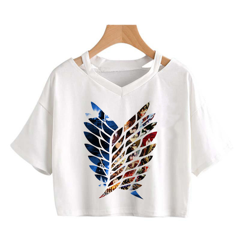 Trendy Women's Anime Print Cropped T-Shirt