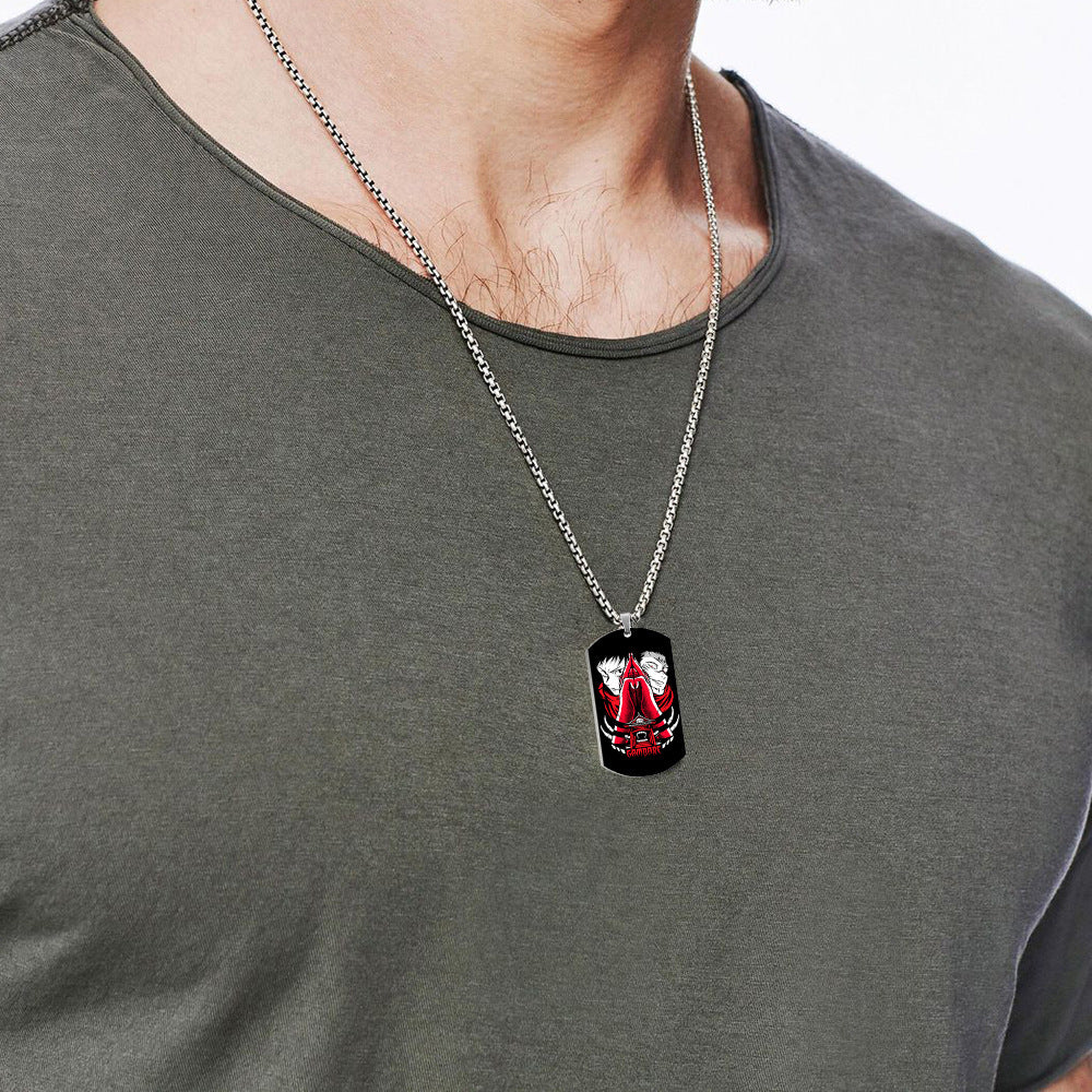 Trendy Anime Printed Dog Tag Necklace