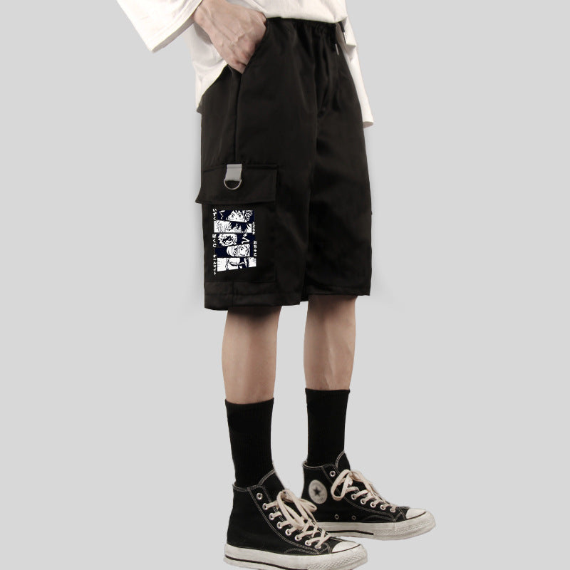 Casual Men's Anime Print Loose Shorts