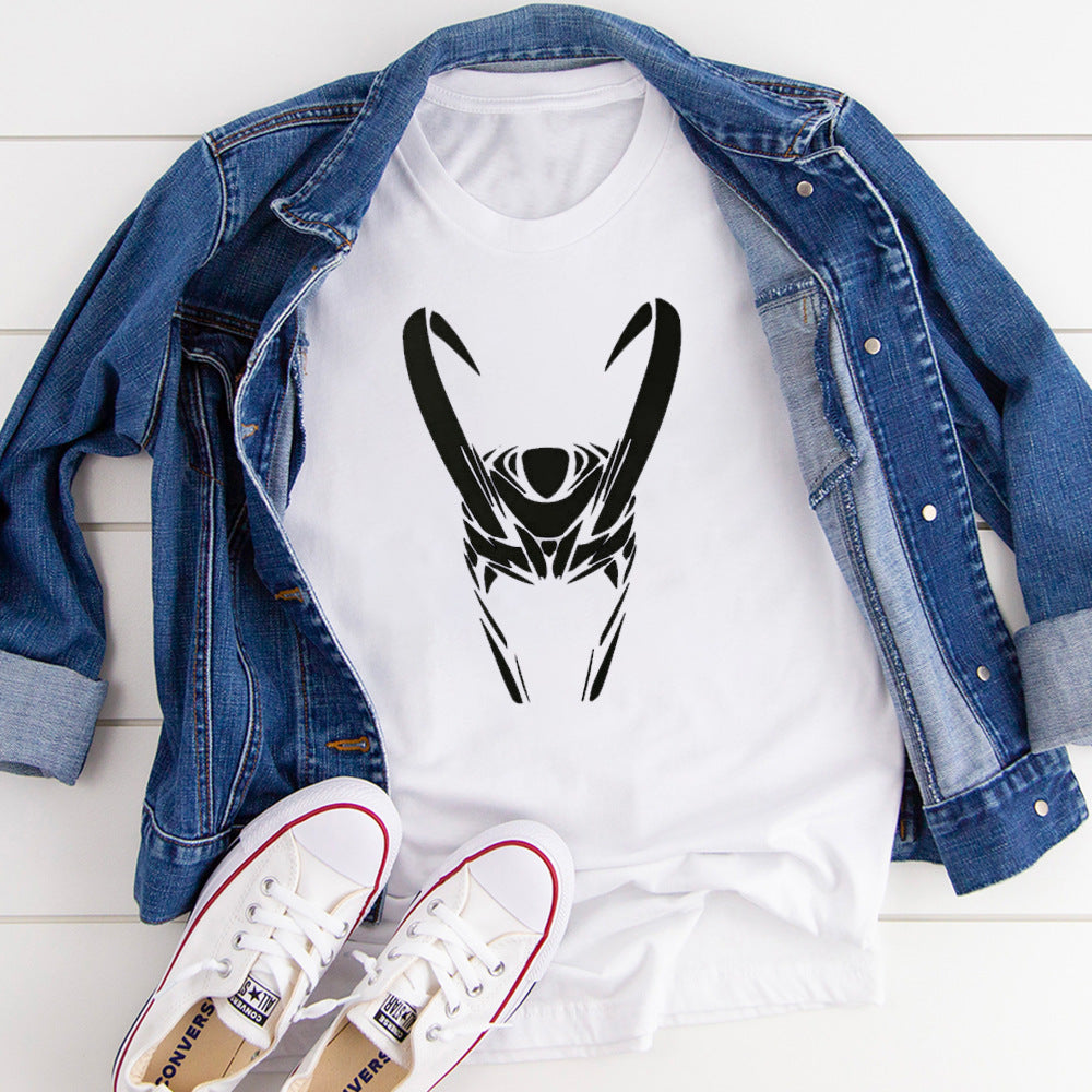 Casual Girls Loki Printed Short Sleeve Loose T-shirt