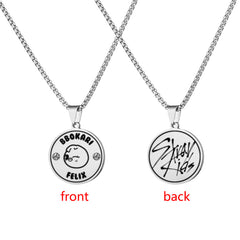 Double Sided Kpop Stainless Steel Engraved Necklace