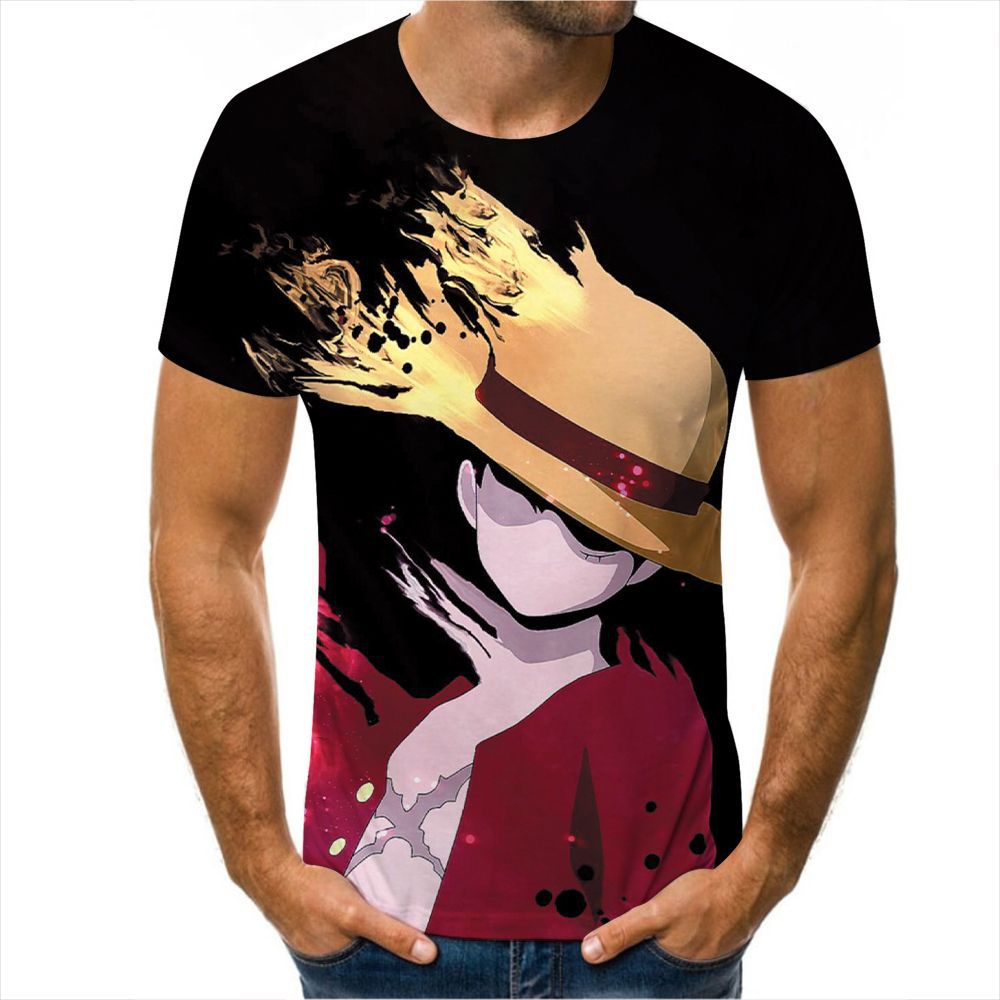 Men's Anime Digital Print Short Sleeve T-Shirt