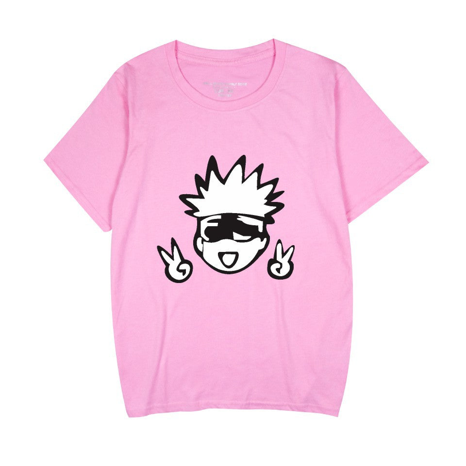 Cute Anime Print Round Neck Summer T-shirt